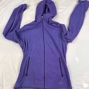 REI Co-Op Women’s Full Zip Hoodie Hood Size Medium Purple Stretch Active L020325
